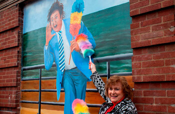 Ken Dodd murals unveiled outside Liverpool's Royal Court theatre