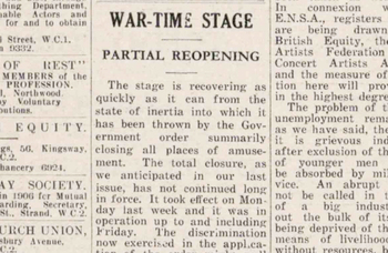 Theatres reopened during Second World War – 81 years ago in The Stage