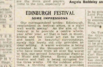 'Edinburgh, resplendent in festival attire, is a sight well worth seeing!' – 72 years ago in The Stage
