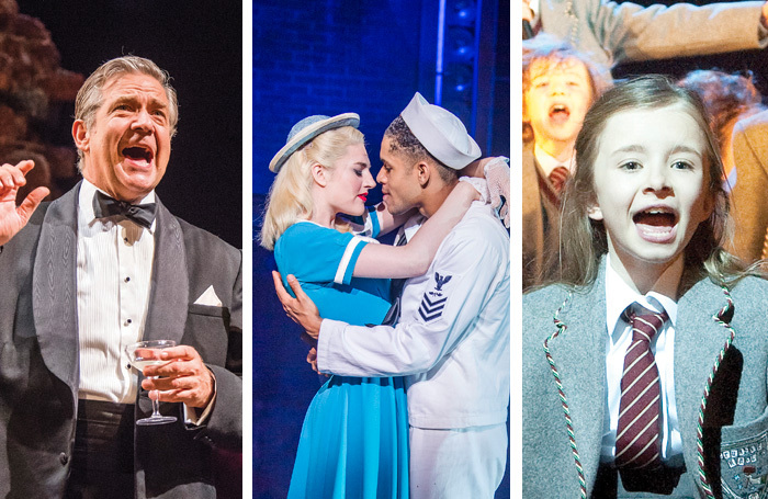 Philip Quast in Follies, Lizzy Connolly and Jacob Maynard in On the Town and Kerry Ingram in Matilda. Photos Tristram Kenton