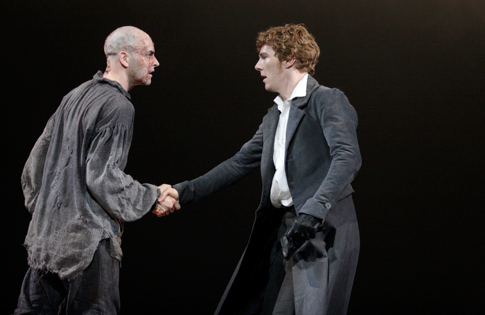 Jonny Lee Miller and Benedict Cumberbatch in Frankenstein. Photo: Catherine Ashmore