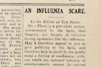 'Theatres safer than offices during flu pandemic' – From The Stage Archive 93 years ago