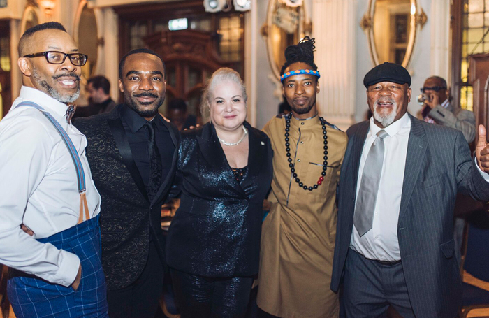 Omar F Okai, Ore Oduba, Solange Urdang, Mbulele Ndabeni and Namron at 2019 Black British Theatre Awards. Photo: Michelle Marshall