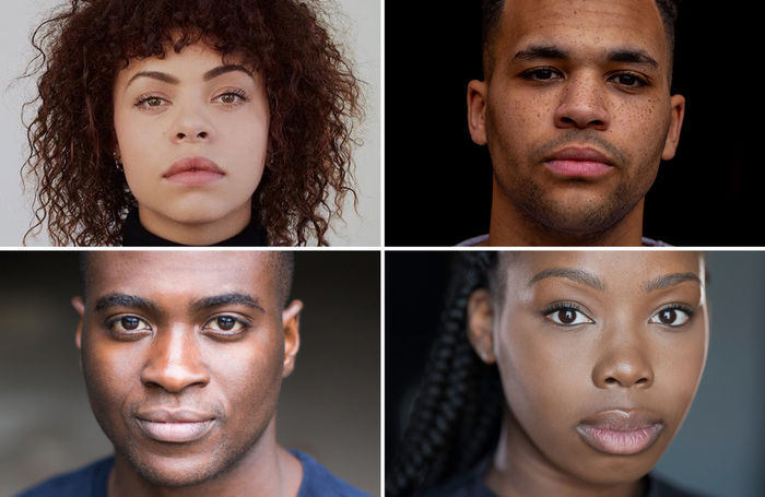 Students calling out racism at drama schools (clockwise from top left): Aurora Burghart, Lamin Touray, Shaniqua Okwok, Dipo Ola