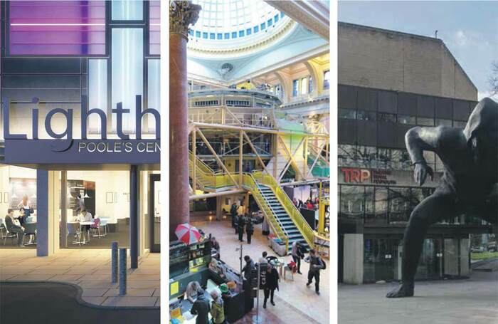 Left to right: Lighthouse in Poole, the Royal Exchange in Manchester and Theatre Royal Plymouth