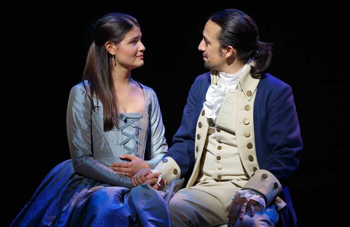 Phillipa Soo and Lin-Manuel Miranda in the Broadway production of Hamilton. Photo: Joan Marcus