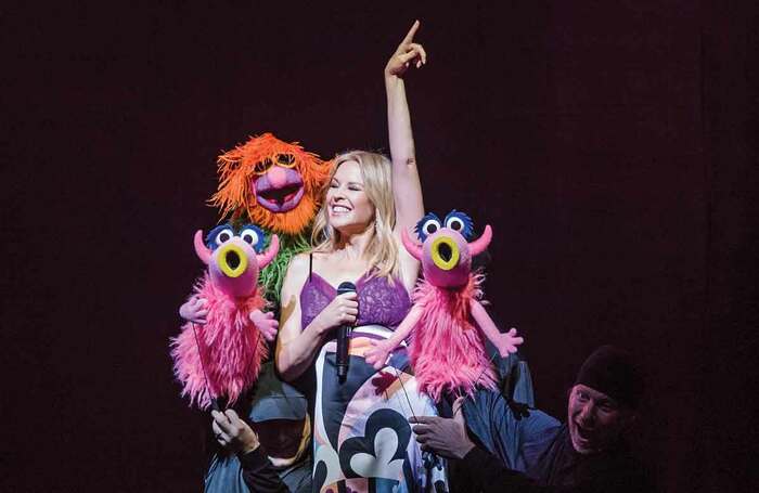 Kylie Minogue and cast in Muppets Take the O2, which opened on July 13, 2018, at the O2