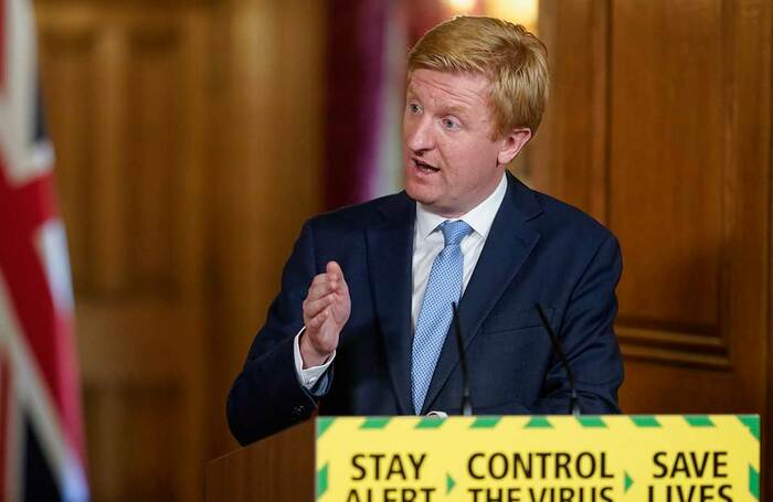 Oliver Dowden at a coronavirus briefing in May. Photo: Andrew Parsons/No 10 Downing St