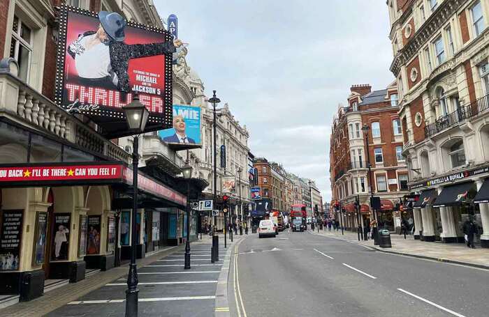 Londons West End, where theatres remain closed. Photo: Alistair Smith