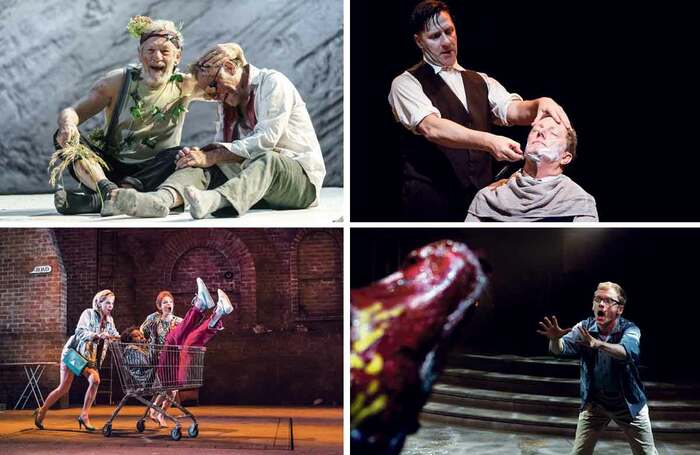 Clockwise from top left: King Lear at Chichester Festival Theatre in 2017; Sweeney Todd at Manchester’s Royal Exchange in 2013; Little Shop of Horrors at the Royal Exchange in 2015; Road at London’s Royal Court in 2017. Photos: Manuel Harlan, Jonathan Keenan, Tristram Kenton
