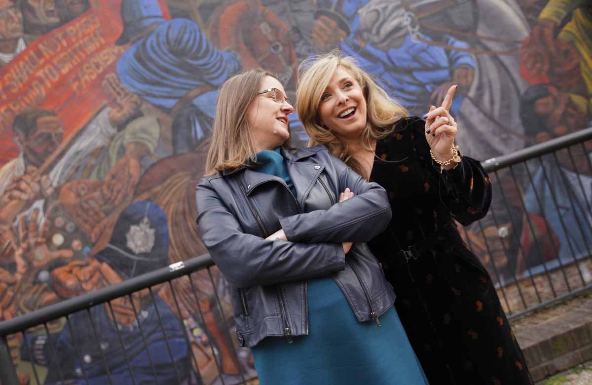 Brigid Larmour and Tracy-Ann Oberman on Cable Street 