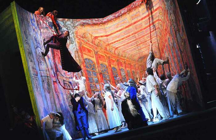 Simon Keenlyside (left, on rope) in Don Giovanni, which opened at the Royal Opera House on September 8, 2008