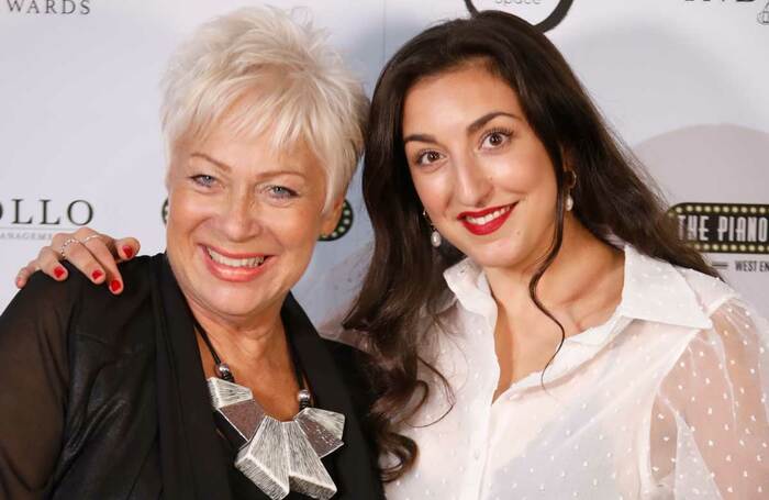 Host Denise Welch and award winner Raffaella Covino at last years ceremony