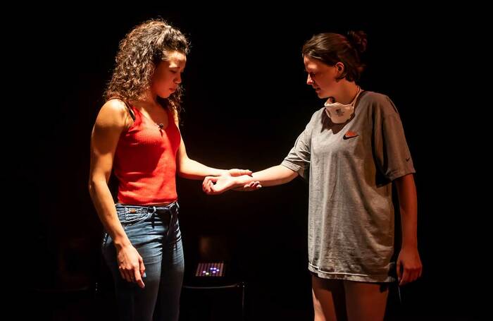 Remmie Milner and Gemma Lawrence in Sunnymead Court at the Tristan Bates Theatre, London. Photo: Lidia Crisafulli