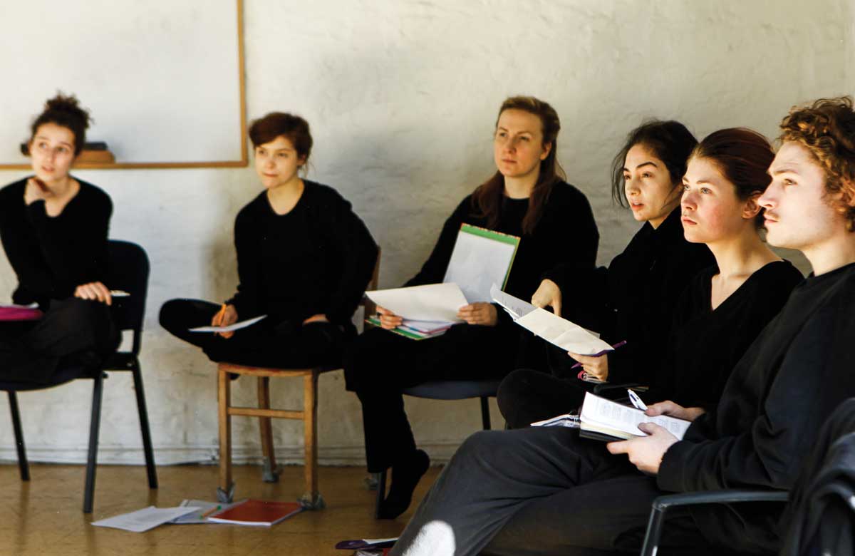 Third-year Oxford School of Drama students in class. Photo: Jessica Forde