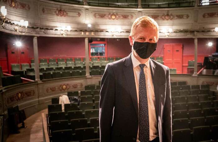 Culture secretary Oliver Dowden at Bristol Old Vic, which has received more than £600,000. Photo: DCMS