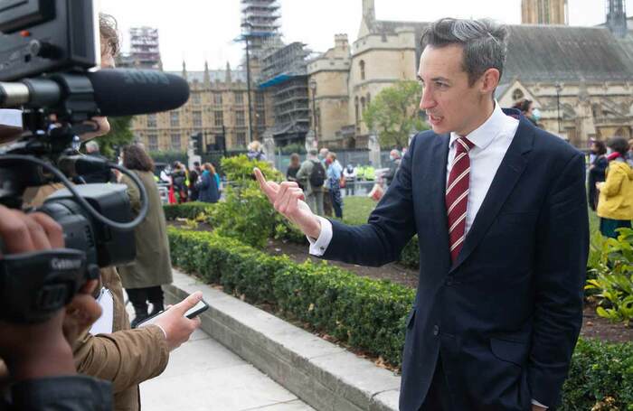 Paul Fleming speaks to journalists outside Westminster. Photo: Mark Thomas