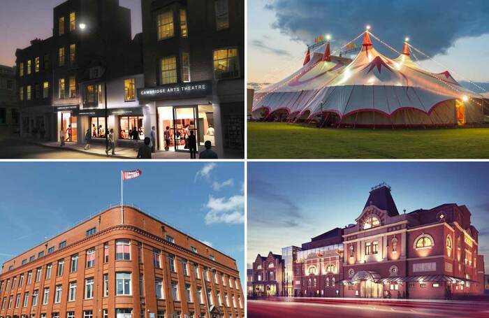 Recipients of the second round of funding, clockwise from top left: Cambridge Arts Theatre, Zippos, Darlington Hippodrome, Tobacco Factory Theatres. Photo: Piet-Hein Out