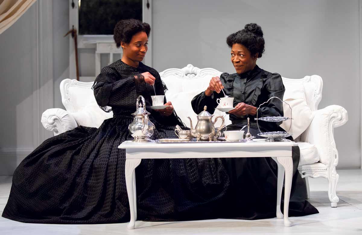 Shannon Hayes and Donna Berlin in Eclipse Theatre’s The Gift at Theatre Royal Stratford East. Photo: Ellie Kurttz