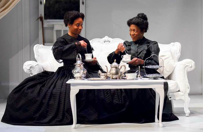 Shannon Hayes and Donna Berlin in Janice Okoh’s The Gift, at Theatre Royal Stratford East in 2020. Photo: Ellie Kurttz