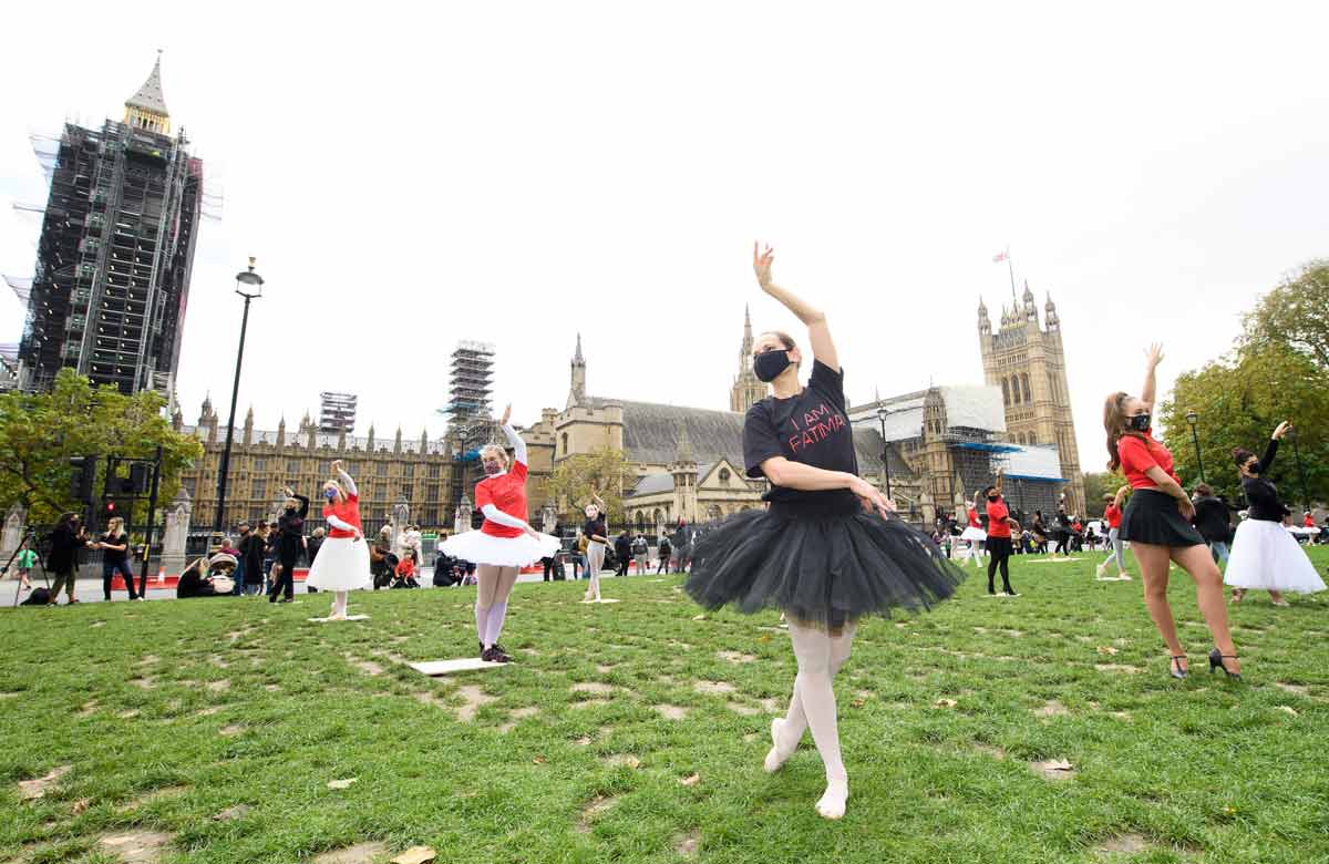 Dancers protested in Parliament Square on October 26, 2020