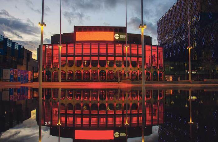 Birmingham REP lit up for the Light It in Red campaign. Photo: Hannah Kelly