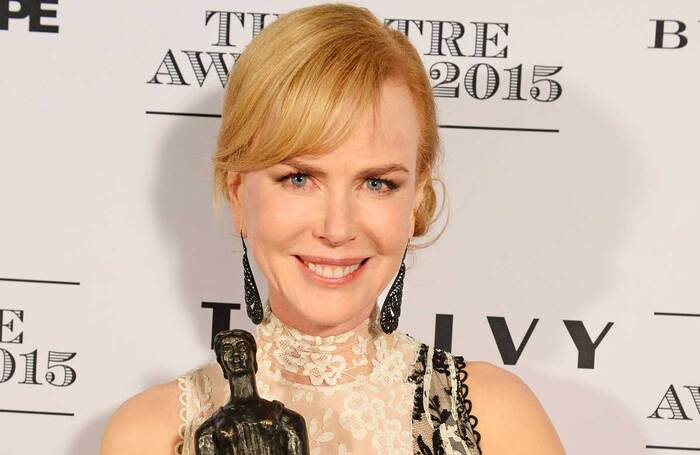 Nicole Kidman winning best actress for Photograph 51 at the London Evening Standard Theatre Awards in 2015. Photo: Dave Benett