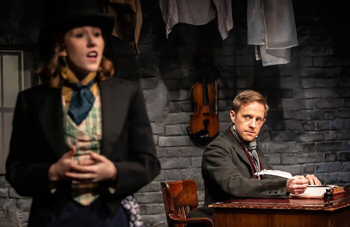 Tilly-Mae Millbrook and Pete Ashmore in A Christmas Carol at the Watermill Theatre, Newbury. Photo: Pamela Raith