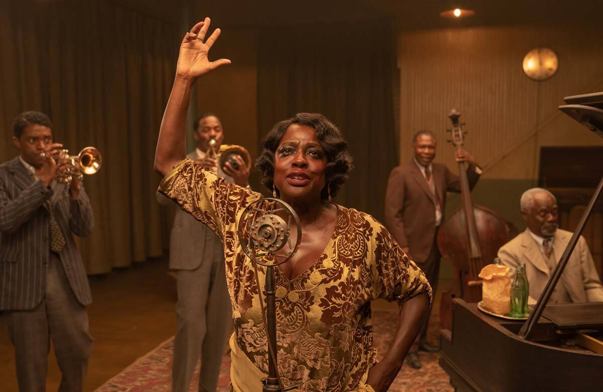 Chadwick Boseman, Viola Davis and Glynn Turman in Ma Rainey’s Black Bottom. Photo: David Lee/Netflix