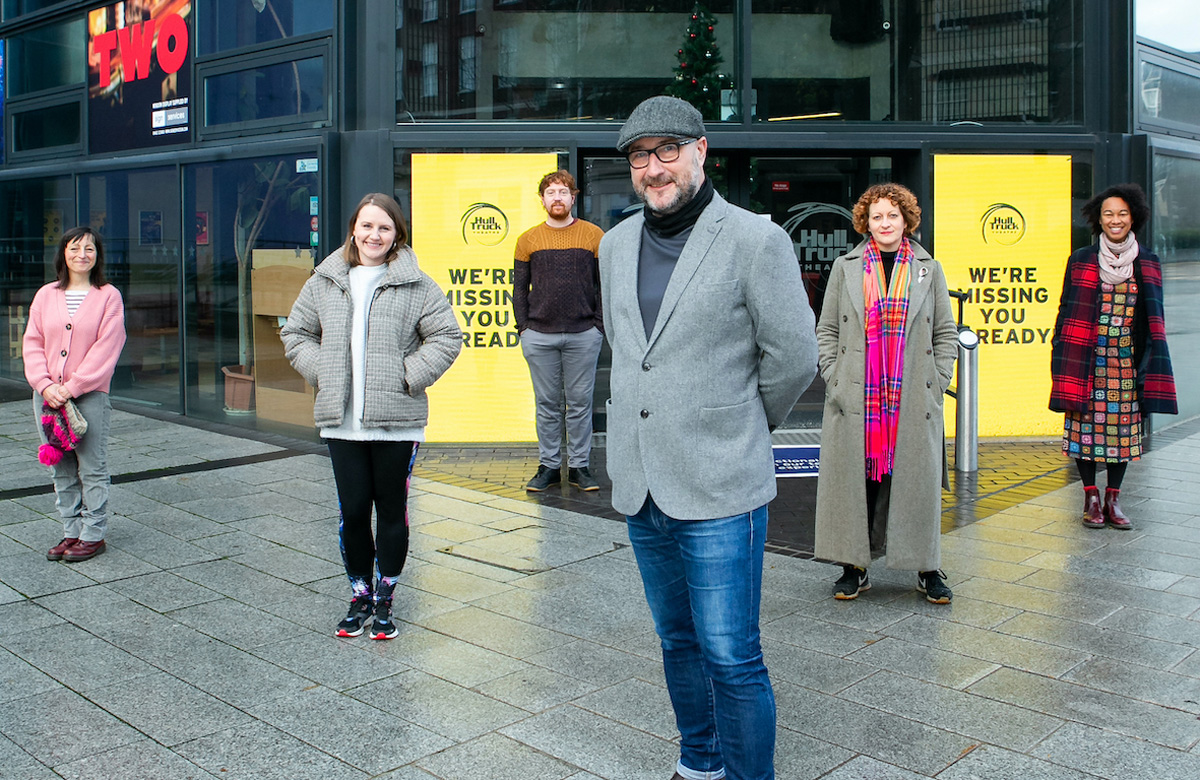 Director and artistic director of Hull Truck Mark Babych, with the cast. Photo: Karl Andre