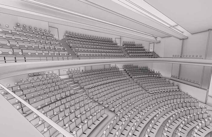 Drawing of the enlarged auditorium proposed for Yeovil's Octagon Theatre