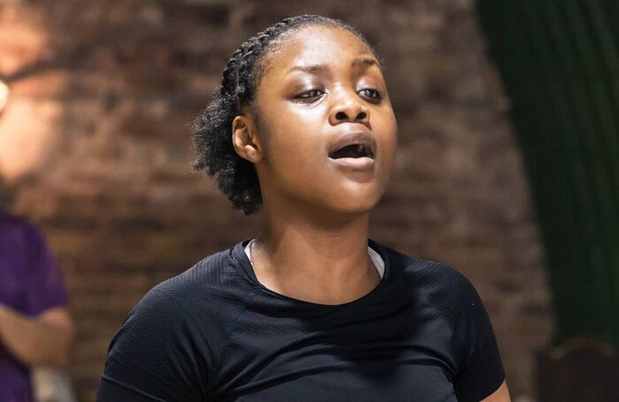 Seyi Omooba in rehearsals for Spring Awakening at Manchester's Hope Mill Theatre in 2018. Photo: Scott Rylander