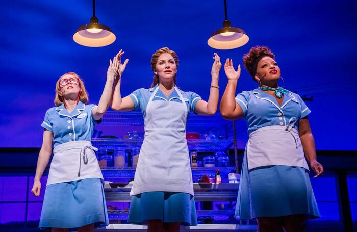 Laura Baldwin, Katharine McPhee and Marisha Wallace in Waitress, which opened at the Adelphi Theatre. Photo: Tristram Kenton