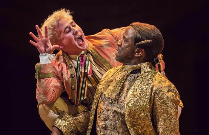 The ultimate career nemesis? Adam Gillen and Lucian Msamati in Amadeus at the National Theatre in 2017. Photo: Marc Brenner