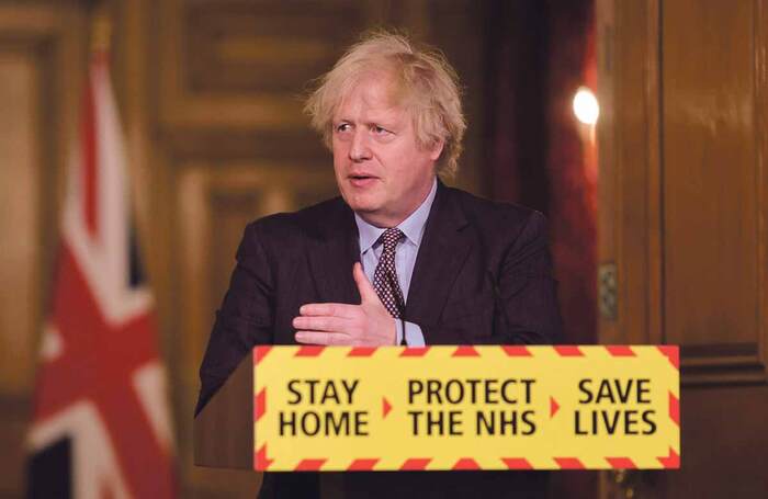 Boris Johnson chairs the Covid-19 press conference on February 22. Photo: Number 10