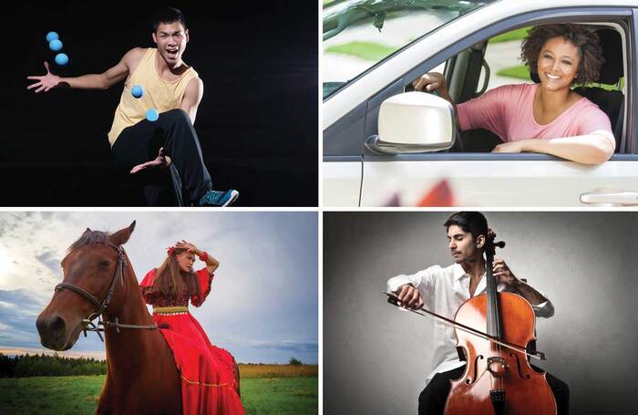 Common skills actors lie about having include juggling, driving, playing an instrument and horse riding. Photos: Shutterstock