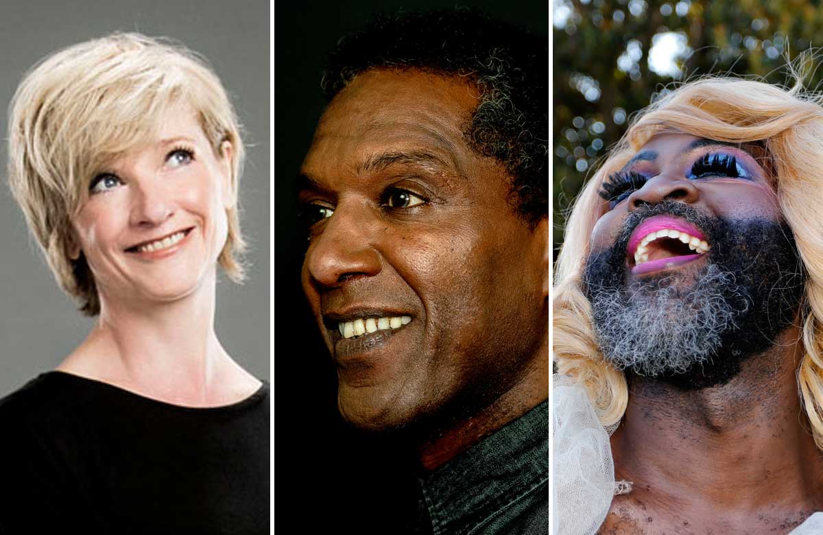 Jane Horrocks, poet Lemn Sissay and cabaret artist Le Gateau Chocolat. Photos: Jay Brooks/Jamie MacMillian/Tony Virgo