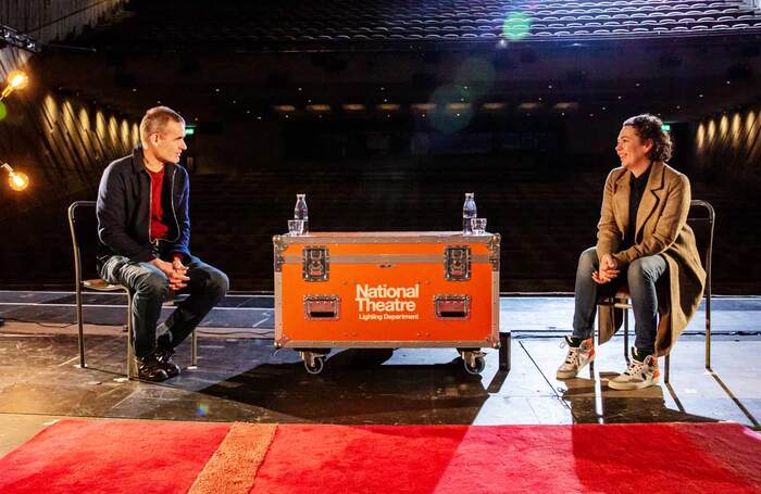 Rufus Norris and Olivia Colman in conversation on the Lyttelton stage. Photo: Louise Haywood-Schiefer