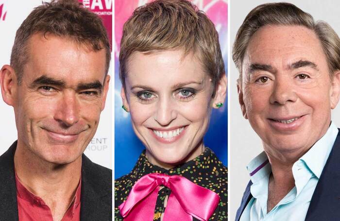 Rufus Norris, Denise Gough and Andrew Lloyd Webber. Photos: Alex Brenner/Shuttertsock