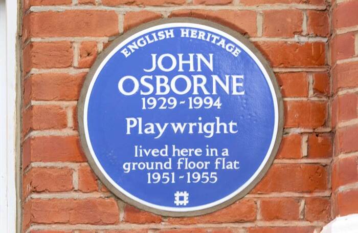 The blue plaque in Hammersmith, on the house John Osborne lived at when he wrote Look Back in Anger