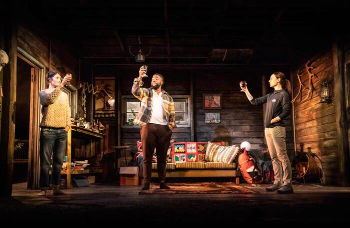 Gemma Arterton, Fehinti Balogun and Lydia Wilson in Walden at the Harold Pinter Theatre, London. Photo: Johan Persson