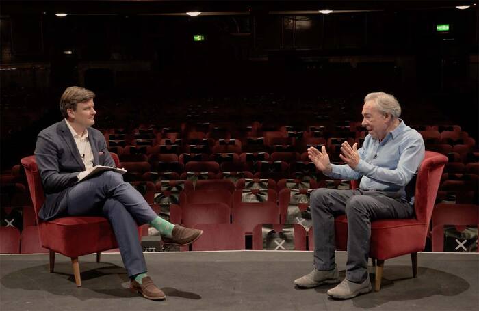 Alistair Smith and Andrew Lloyd Webber speaking at The Stage's Future of Theatre conference