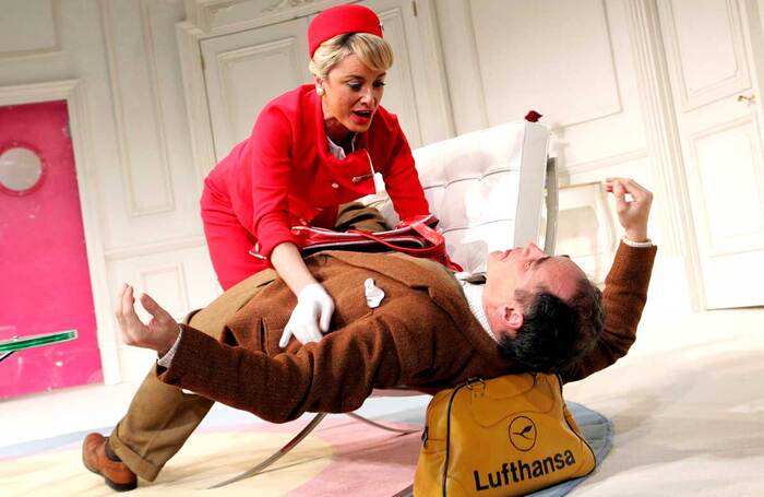Tamsin Outhwaite and Mark Rylance in Matthew Warchus' 2007 revival of Boeing Boeing. Photo: Tristram Kenton