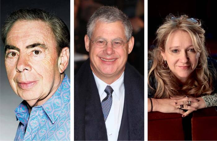 Andrew Lloyd Webber, Cameron Mackintosh and Sonia Friedman. Photos: John Swannell/Shutterstock/Jason Alden