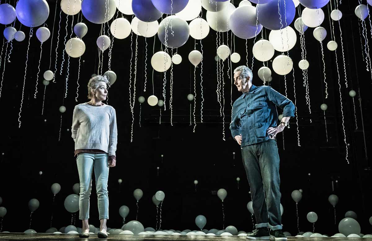 Zoë Wanamaker and Peter Capaldi in Constellations at the Vaudeville Theatre. Photo: Marc Brenner