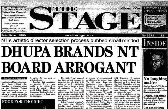 The Stage front page of July 12, 2001