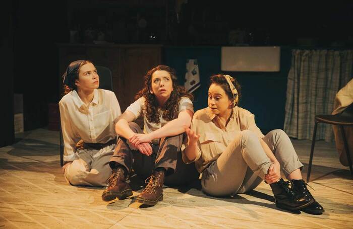Katharine Orchard, Isabella Vericco and Lizzie Muncey in Firewatcher, part of Women’s Writes for International Women's Day at Arcola Theatre in 2020