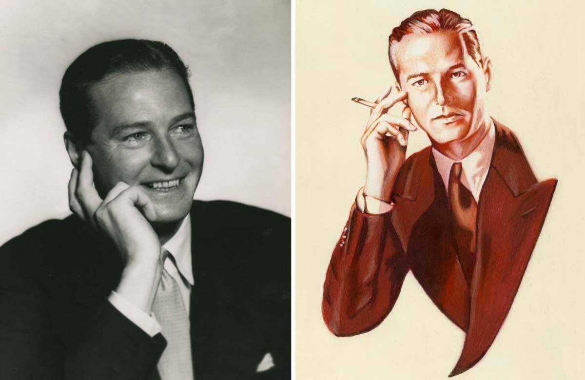 Terence Rattigan; illustration by Andy Briggs and photo courtesy of the Terence Rattigan Charitable Trust