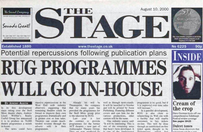 The Stage front page 21 years ago on August 10, 2000