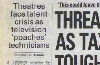 Theatre faces technical talent exodus – 35 years ago in The Stage